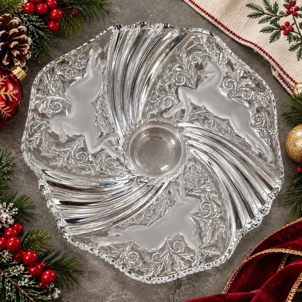 Mikasa Christmas Medley Reindeer Crystal Bon Bon Bowl 9